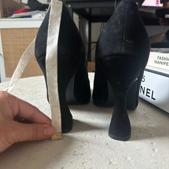 Steve Madden Suede Black Zana Sculpted Heel Pointed-Toe Pumps Dress Shoe Size 8M - Picture 9 of 9